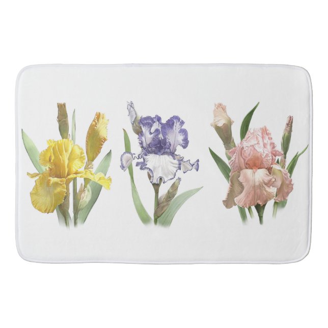Alfombrilla De Baño Diseño de jardín de flores de iris (Anverso)