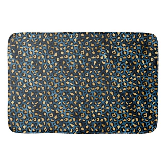 Alfombrilla De Baño Diseño de la serie Leopardo Azul y Oro 1 (Anverso)
