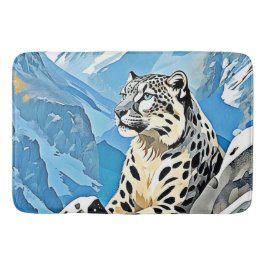 Alfombrilla De Baño Diseño de leopardo de la nieve salvaje