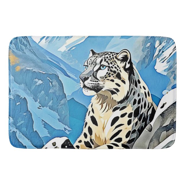 Alfombrilla De Baño Diseño de leopardo de la nieve salvaje (Anverso)
