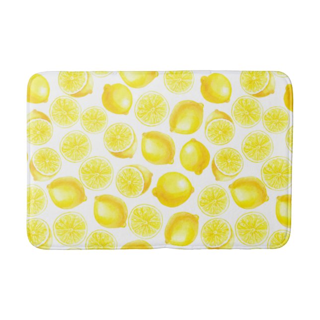 Alfombrilla De Baño Diseño de limones acuarelas (Anverso)