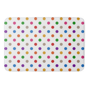 Alfombrilla De Baño Diseño de lunares de arcoíris coloridos blancos