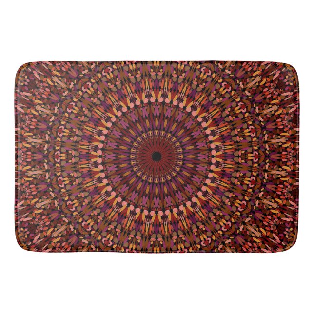Alfombrilla De Baño Diseño de Mandala Marrón Floral (Anverso)