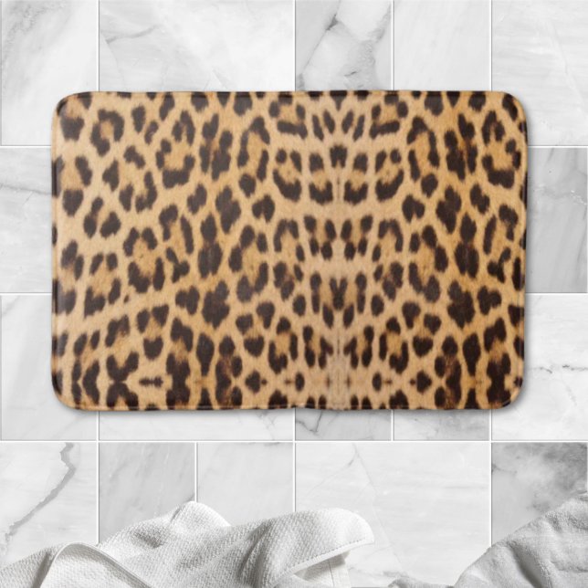 Alfombrilla De Baño diseño de moda estilo salvaje safari estampado de  (trendy stylish wild safari fashion leopard print bath mat)
