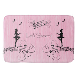 Alfombrilla De Baño Diseño de música para ducha rosa
