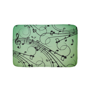 Alfombrilla De Baño Diseño de música verde notas elegantes