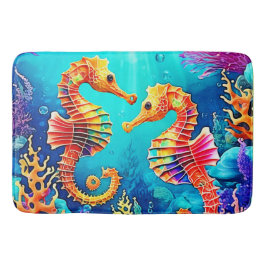 Alfombrilla De Baño Diseño de pares de caballitos de mar coloridos