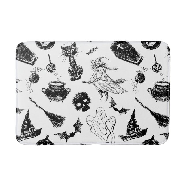 Alfombrilla De Baño Diseño de patrones de Halloween (Anverso)