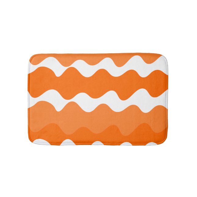 Alfombrilla De Baño diseño de patrones de ondas horizontales en blanco (Anverso)