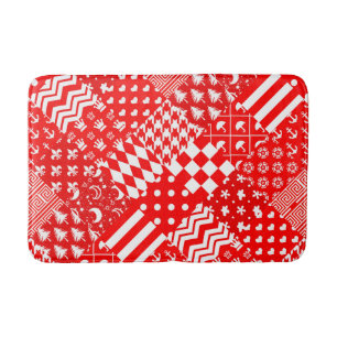 Alfombrilla De Baño Diseño de patrones mixtos blancos rojos