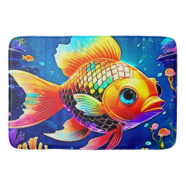 Alfombrilla De Baño Diseño de peces de arrecife oceánica arcoiris