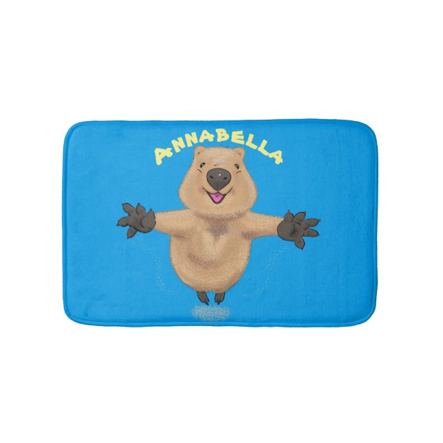 Alfombrilla De Baño Diseño de personalizados de quokka saltando feliz (Anverso)