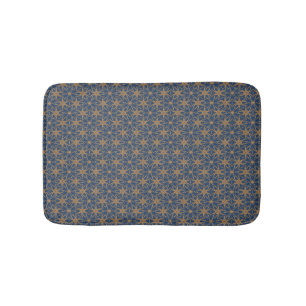 Alfombrilla De Baño Diseño de Petales azules y dorados