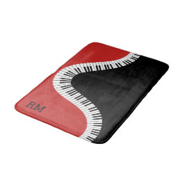 Alfombrilla De Baño Diseño de piano blanco y negro monogramado