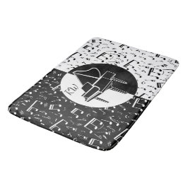 Alfombrilla De Baño Diseño de piano en blanco y negro