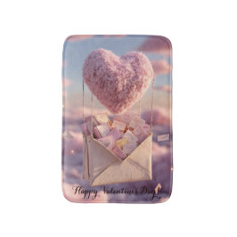 Alfombrilla De Baño Diseño de postal del corazón flotante de cartas de
