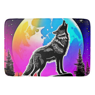 Alfombrilla De Baño Diseño de Serenade Wolf Lunar