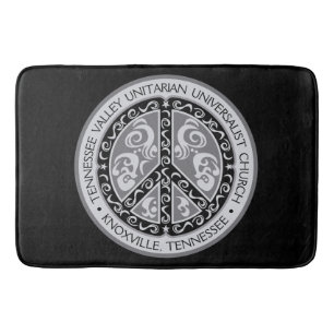 Alfombrilla De Baño Diseño de signo de paz en blanco y negro