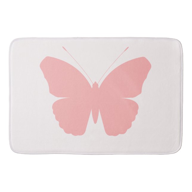 Alfombrilla De Baño Diseño de silueta de mariposa rosa en rosa claro (Anverso)