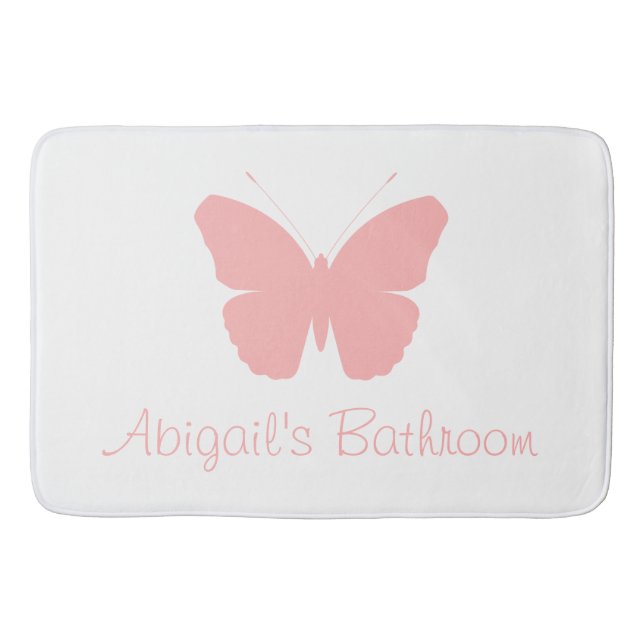 Alfombrilla De Baño Diseño de silueta de mariposa rosa (personalizado) (Anverso)