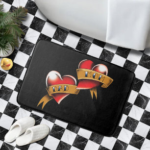 Alfombrilla De Baño Diseño de tatuaje de pancarta tradicional de mamá