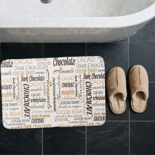 Alfombrilla De Baño Diseño de texto de chocolate, almendras y chocolat