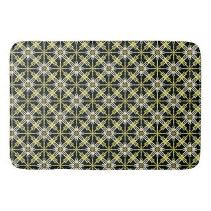 Alfombrilla De Baño Diseño dorado y blanco con patrón geométrico