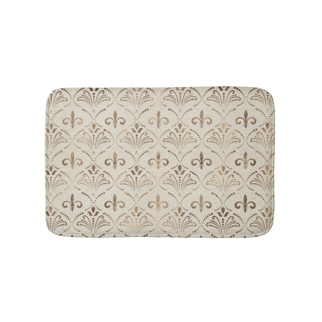 Alfombrilla De Baño Diseño elegante Fleur-de-lis - dorado pastel (Anverso)