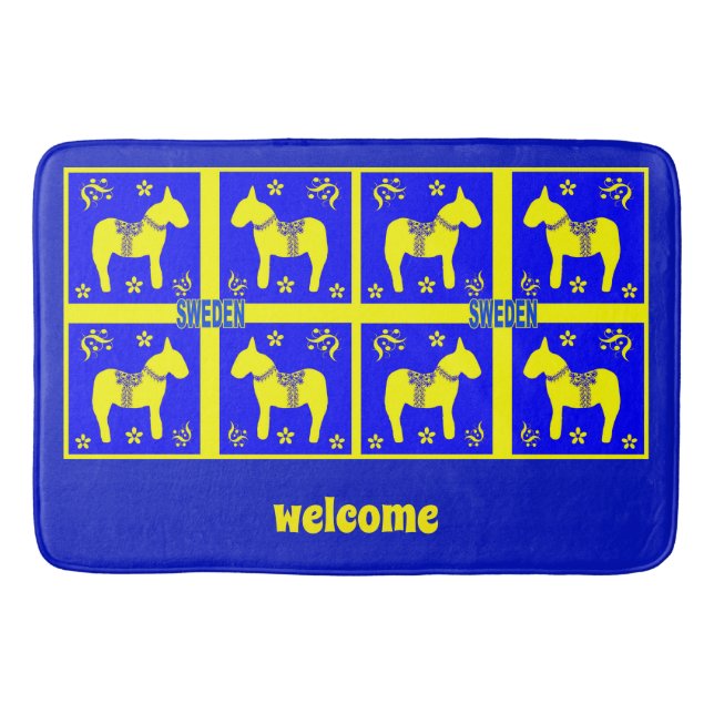 Alfombrilla De Baño diseño escandinavo, caballo sueco, personalizado, (Anverso)