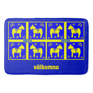 Alfombrilla De Baño diseño escandinavo, caballo sueco, personalizado,