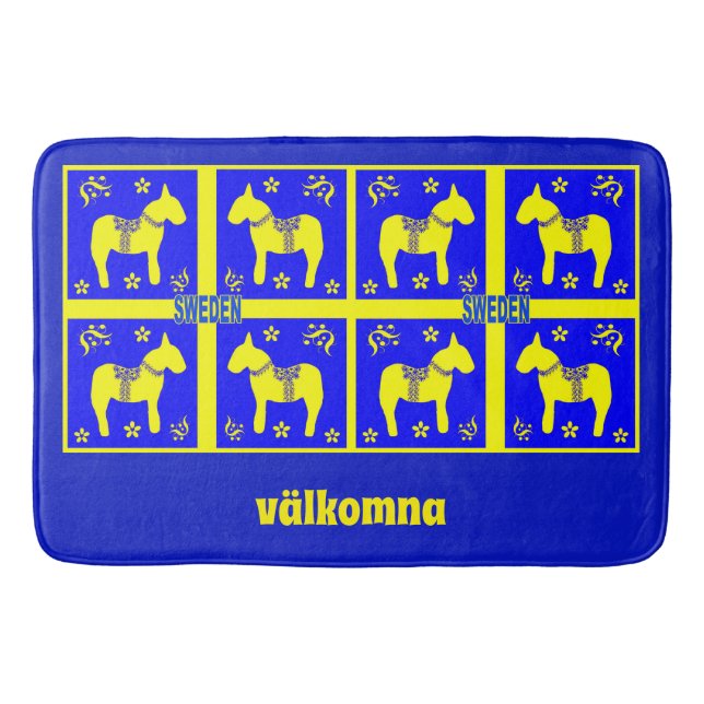 Alfombrilla De Baño diseño escandinavo, caballo sueco, personalizado, (Anverso)
