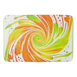 Alfombrilla De Baño Diseño espiral verde y Naranja