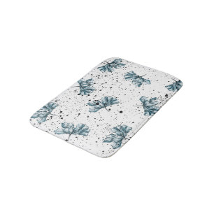 Alfombrilla De Baño Diseño floral azul de acero pintado a mano