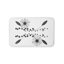 Alfombrilla De Baño Diseño floral blanco y negro