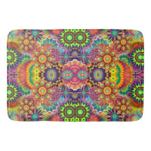 Alfombrilla De Baño Diseño floral colorido Patrón Mandala