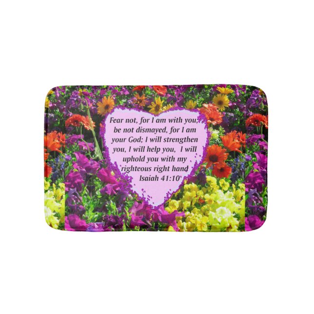 Alfombrilla De Baño DISEÑO FLORAL DE bonito ISAIAH 41:10 (Anverso)