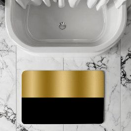 Alfombrilla De Baño Diseño geométrico de monograma dorado y negro