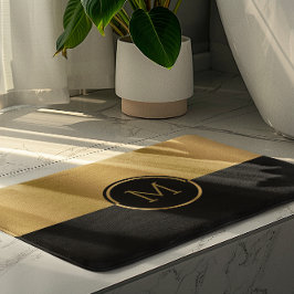 Alfombrilla De Baño Diseño geométrico de oro y negro personalizado