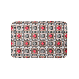Alfombrilla De Baño diseño geométrico moderno arte deco gris rojo, bei