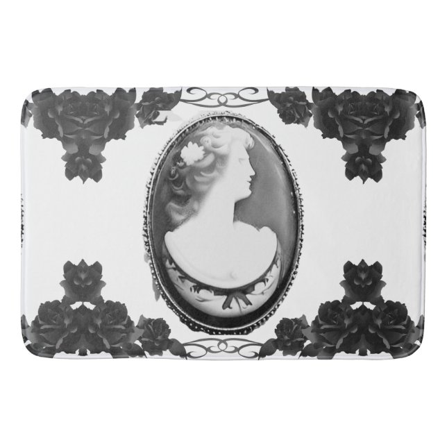 Alfombrilla De Baño Diseño gótico de Cameo y Rosas (Anverso)