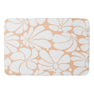 Alfombrilla De Baño Diseño gráfico de flor blanca Peach Fuzz Retro 70