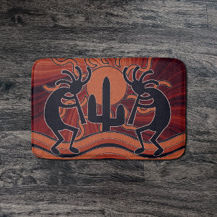 Alfombrilla De Baño Diseño Kokopelli del sudoeste del cactus de Sun