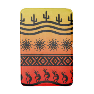 Alfombrilla De Baño Diseño Kokopelli del sudoeste del cactus de Sun