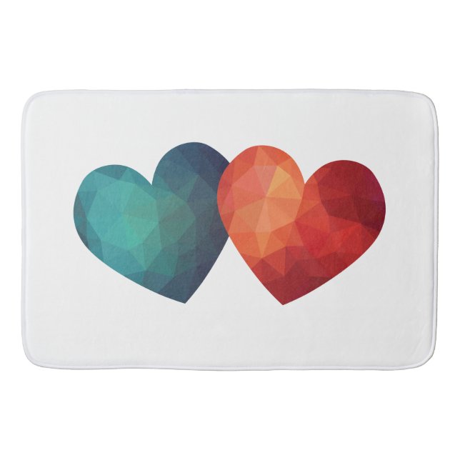 Alfombrilla De Baño Diseño moderno de corazones azules y rojos (Anverso)