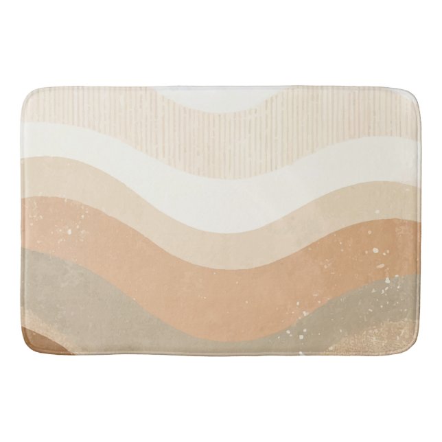 Alfombrilla De Baño Diseño Neutro Terroso de Olas de Mod Retro (Anverso)