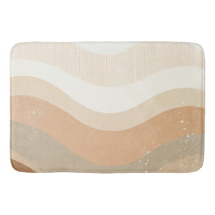 Alfombrilla De Baño Diseño Neutro Terroso de Olas Retro Mod