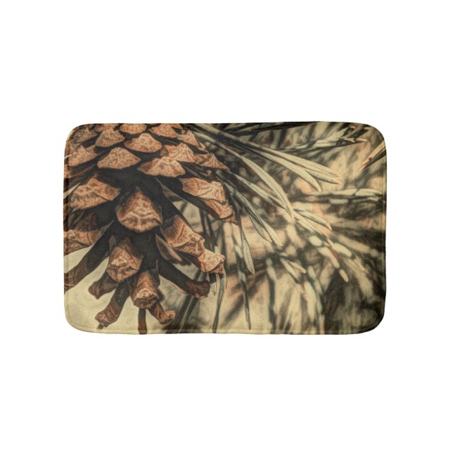 Alfombrilla De Baño Diseño rústico de cono de pino (Anverso)
