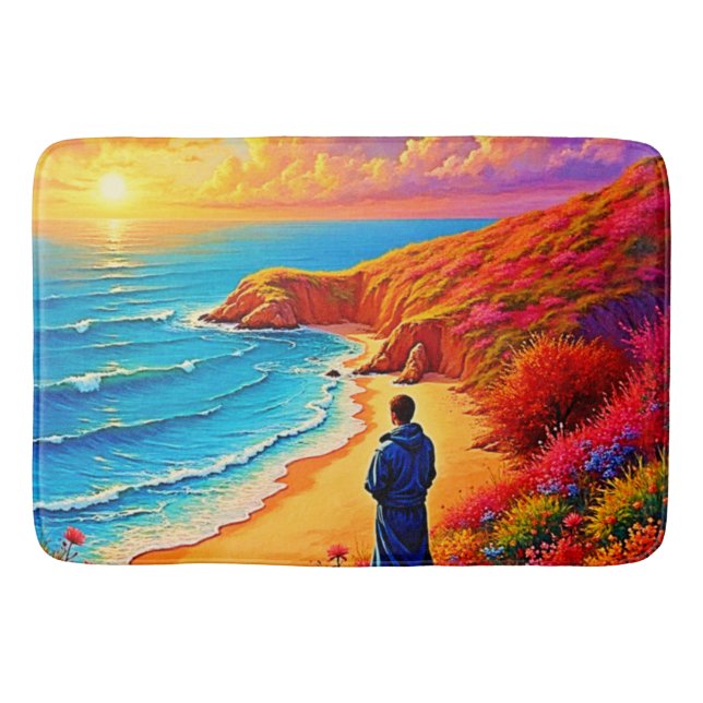 Alfombrilla De Baño Diseño Sunset Beach Solitude Serenity (Anverso)
