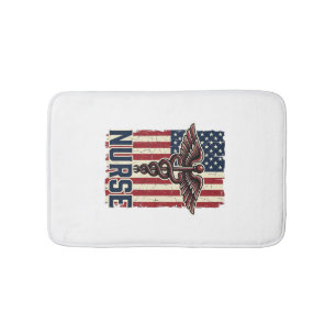 Alfombrilla De Baño Diseño trasero de bandera de enfermera vintage Cad