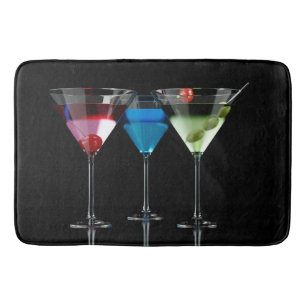 Alfombrilla De Baño Distintos cócteles con gafas de martini en negro